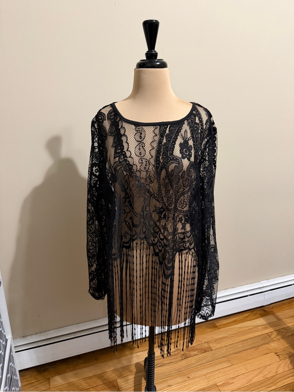 Lace fringe long sleeve shirt - new no tags.